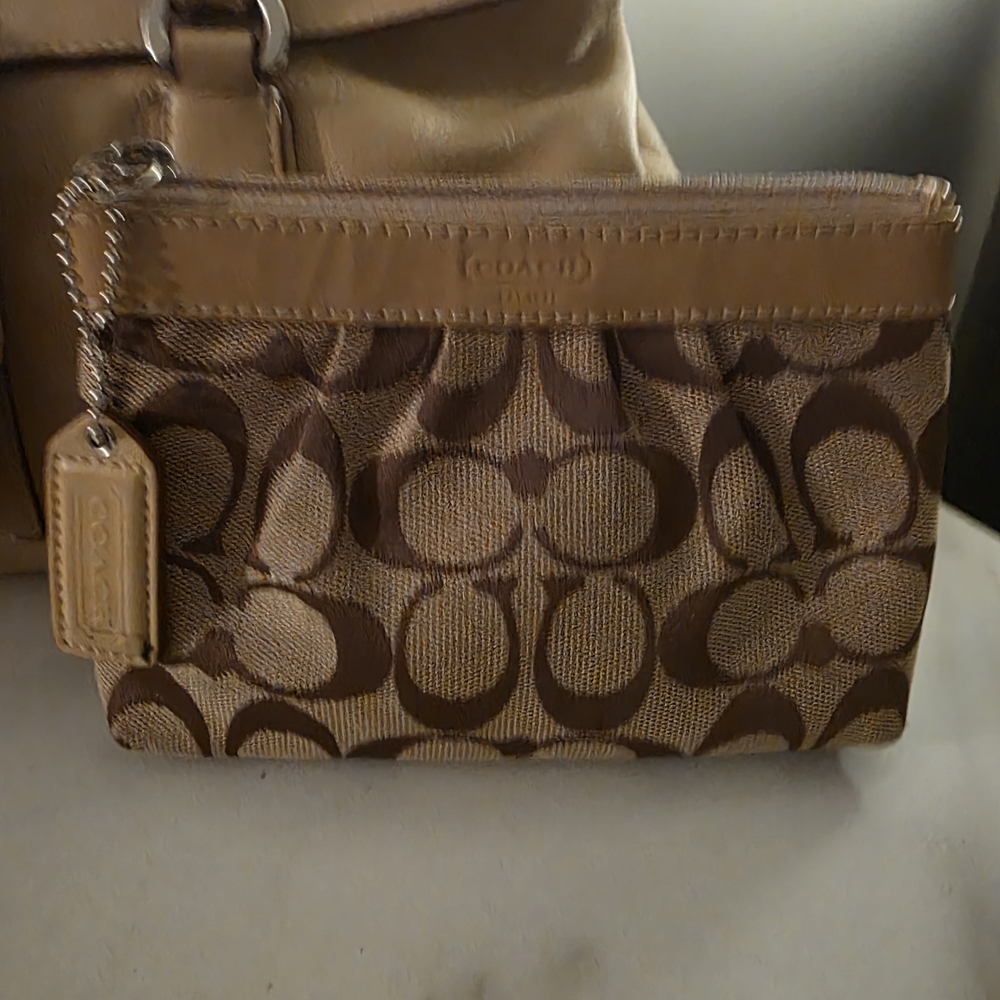 Coach Beige Leather Satchel with Pouch - Picture 4 of 13